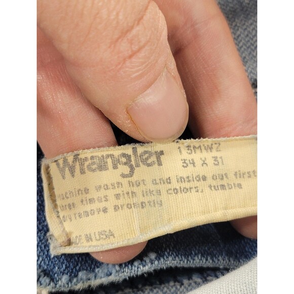 Vintage Wrangler Jeans Mens 34x31 Straight Leg USA Made Distressed Denim 90s - Picture 9 of 14